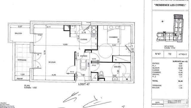 Appartement F2 &agrave; vendre - 2 pi&egrave;ces - 56,80 m2 - Fleury Sur Orne - 14 - BASSE-NORMANDIE